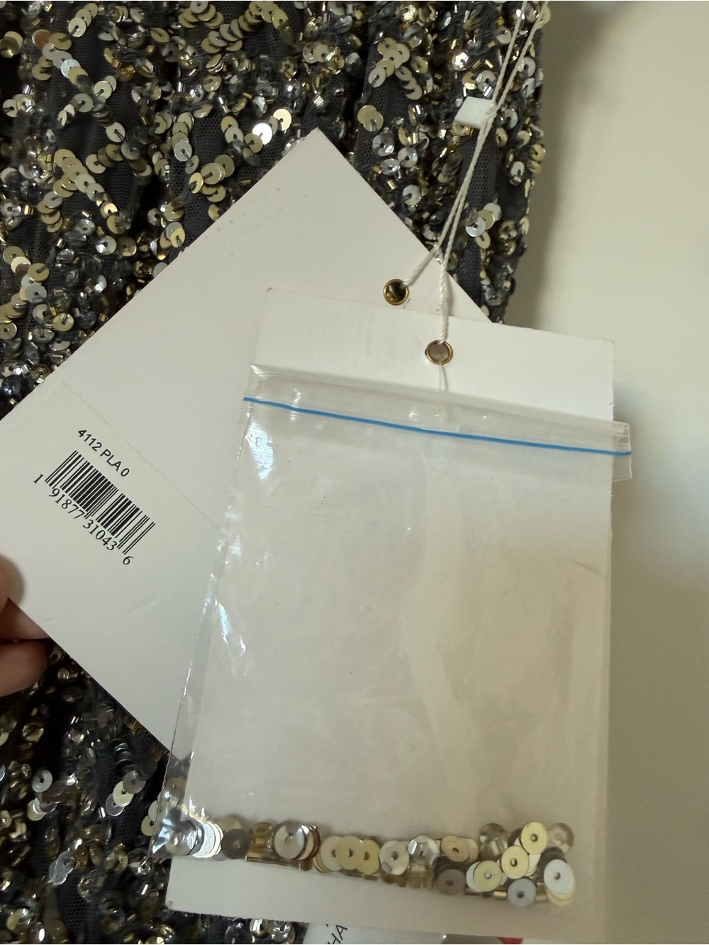 Mac Duggal 4112 platinum Sequin High-Neck Evening Gown with Front Slit NWT 0 - Picture 7 of 11